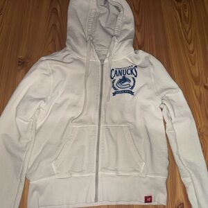 NHL White Vancouver Canucks Zip Hoodie with Blue Logo
